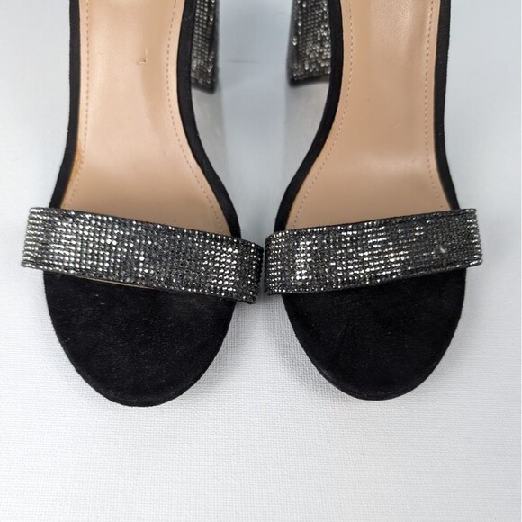 Steve Madden Carrson Sparkly Heels Black Rhinestone Block Sandals 10M - Picture 5 of 9